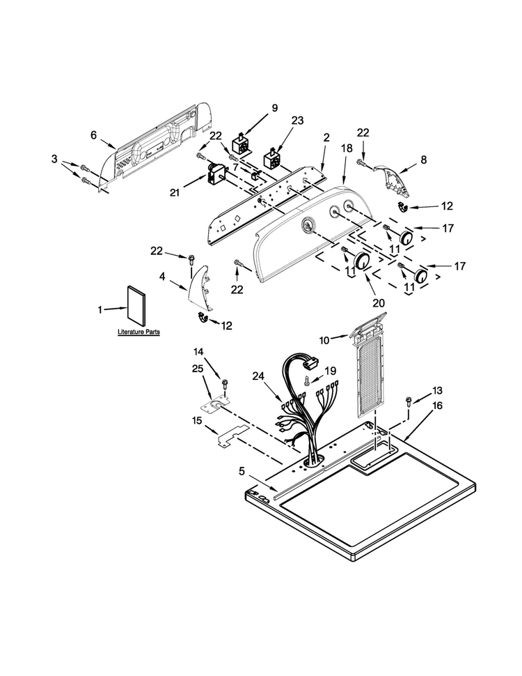 Top And Console Parts Diagram and Parts List for WED4995EW0  Whirlpool Dryer