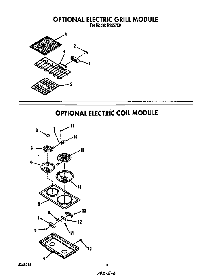^electric Grill Diagram and Parts List for N9257*0  Roper Range