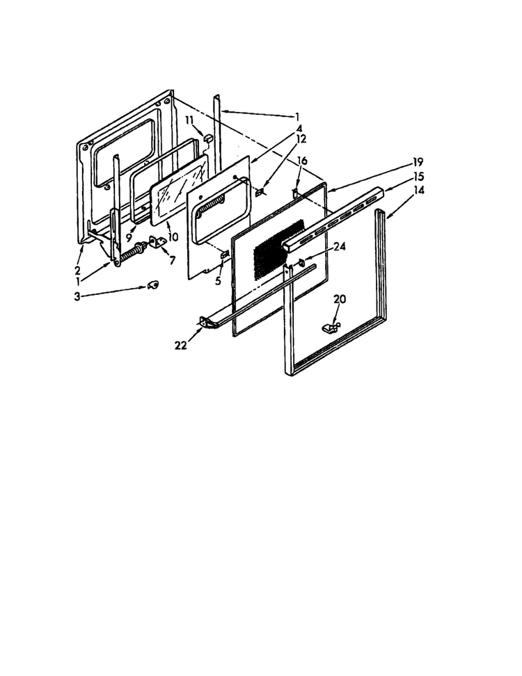 Door Diagram and Parts List for RB100PXK-0  Whirlpool Wall Oven