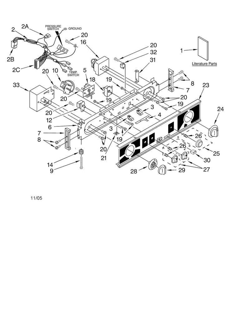 Washer/dryer Control Panel Parts Diagram and Parts List for 11088732795  Kenmore Washer Dryer Combo