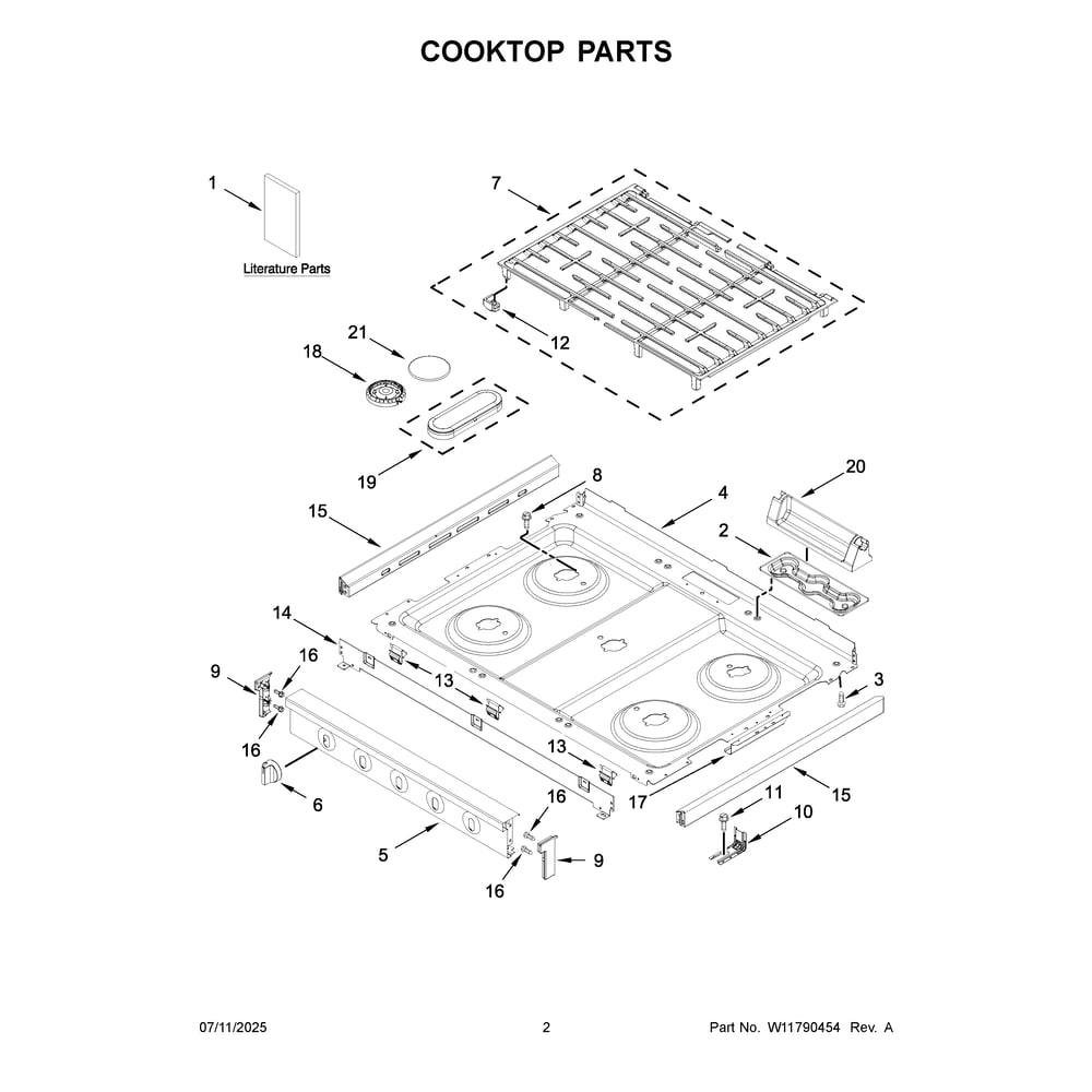 Cooktop Parts Diagram and Parts List for WFGS5730SZ0  Whirlpool Range