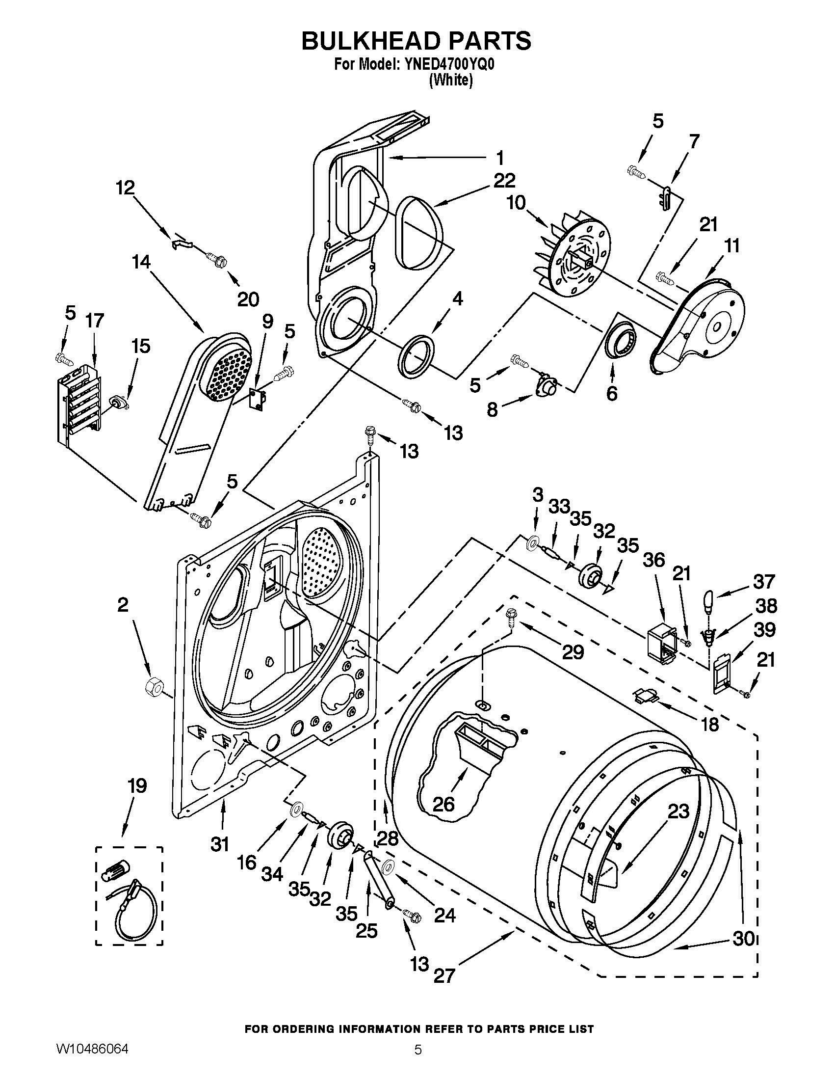 03 - BULKHEAD PARTS Diagram and Parts List for YNED4700YQ0  Whirlpool Dryer
