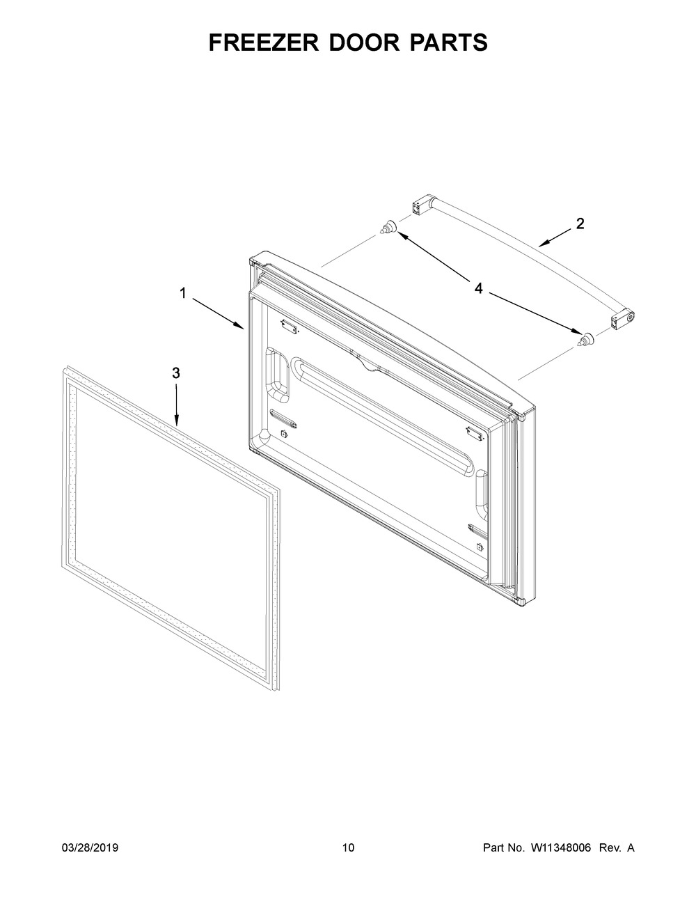 Freezer Door Parts Diagram and Parts List for KRFC302EBS02  Whirlpool Refrigerator