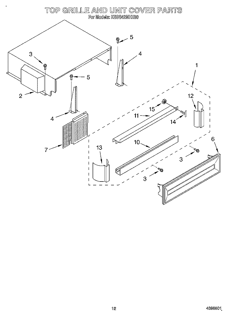 TOP GRILLE AND UNIT COVER Diagram and Parts List for KSSS42MHX00  KitchenAid Refrigerator