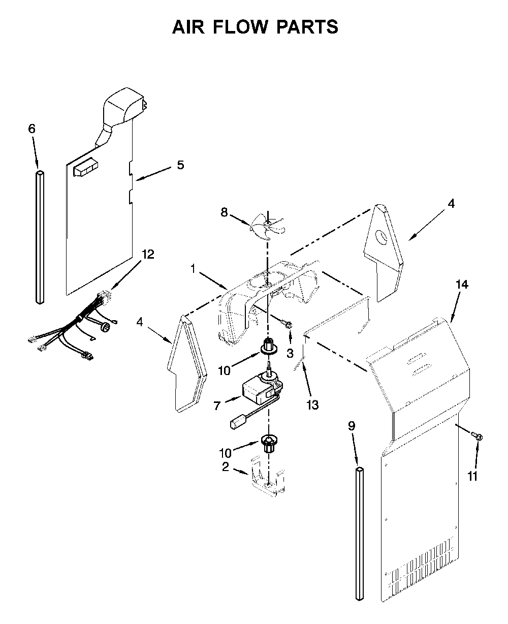Air flow parts Diagram and Parts List for WRS325SDHW05  Whirlpool Refrigerator