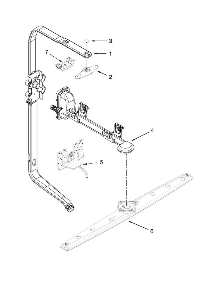 Upper Wash And Rinse Parts Diagram and Parts List for WDT910SAYH3  Whirlpool Dishwasher