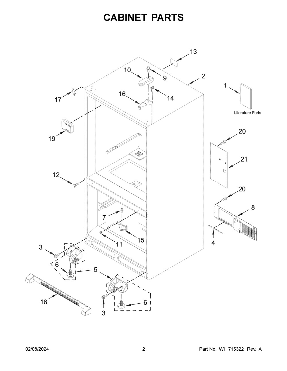 Cabinet Parts Diagram and Parts List for KRBR109ESS05  KitchenAid Refrigerator