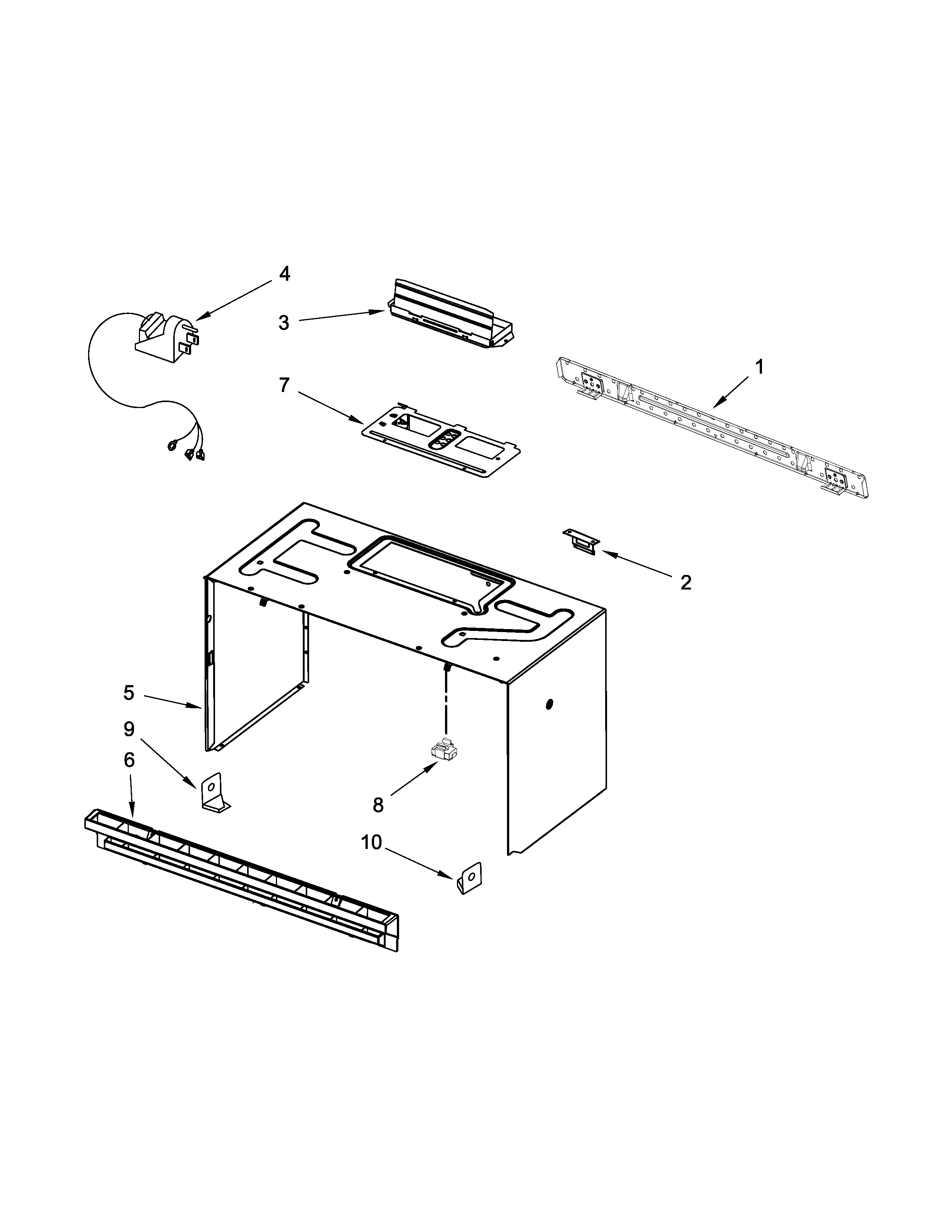 Cabinet And Installation Parts Diagram and Parts List for IMH160DW1  Whirlpool Microwave