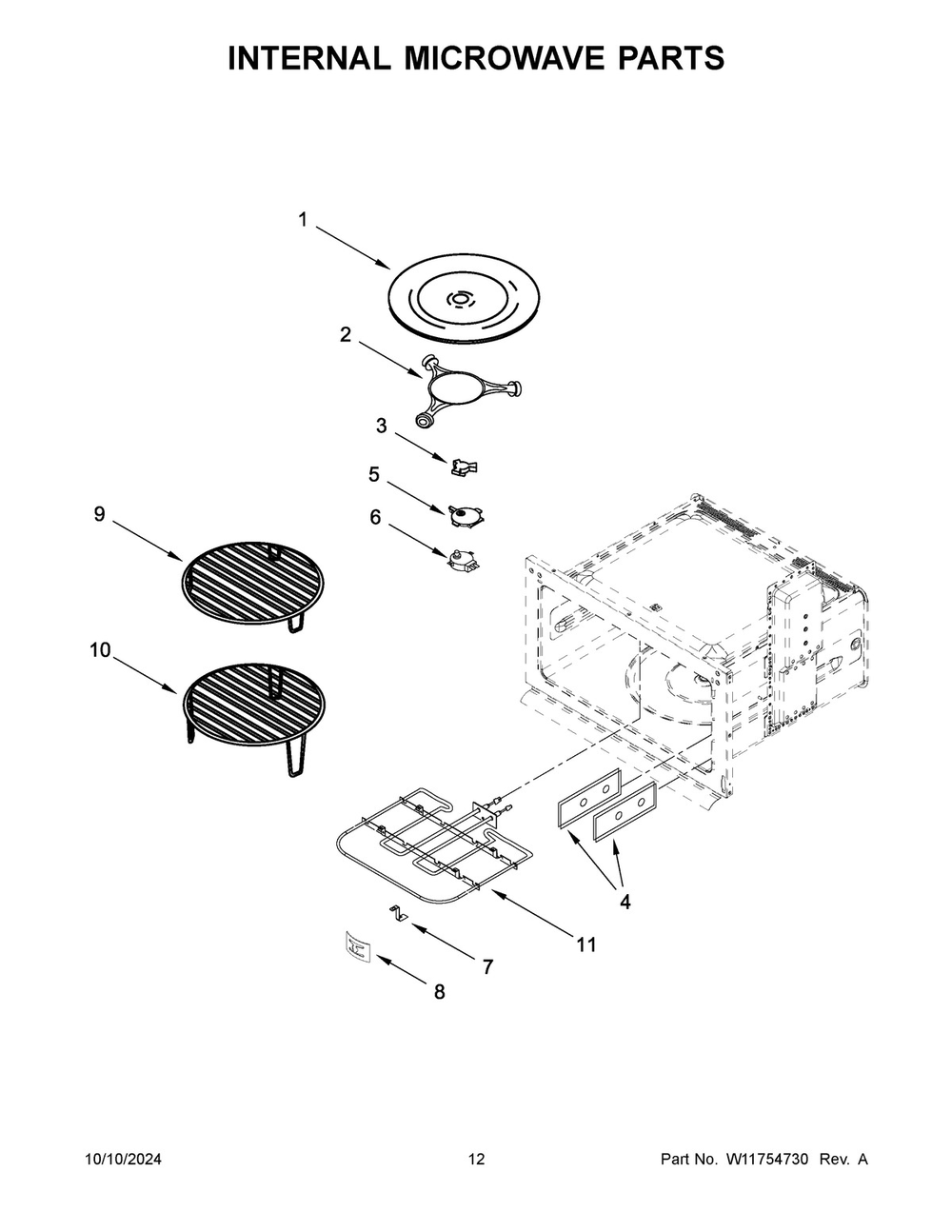 07 - Internal Microwave Parts Diagram and Parts List for JMW2427LL03  Whirlpool Microwave Oven Combo