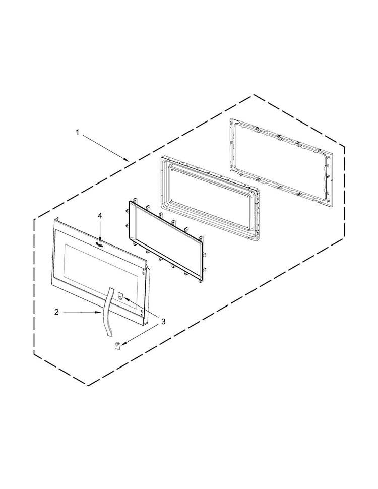Door Parts Diagram and Parts List for WMH31017FS0  Whirlpool Microwave
