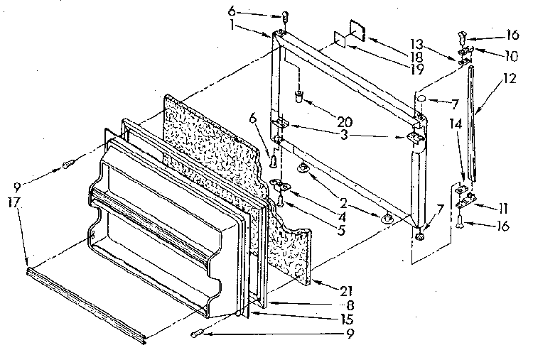 Freezer Door Diagram and Parts List for ET18NKXSF02  Whirlpool Refrigerator