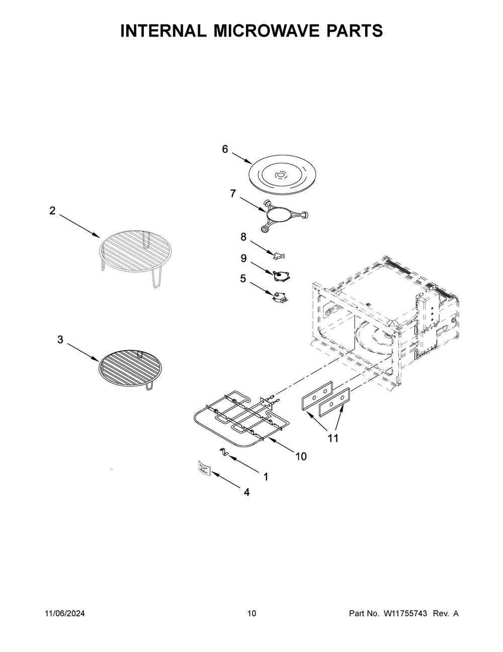 06 - Internal Microwave Parts Diagram and Parts List for JMC2430LM01  Whirlpool Microwave