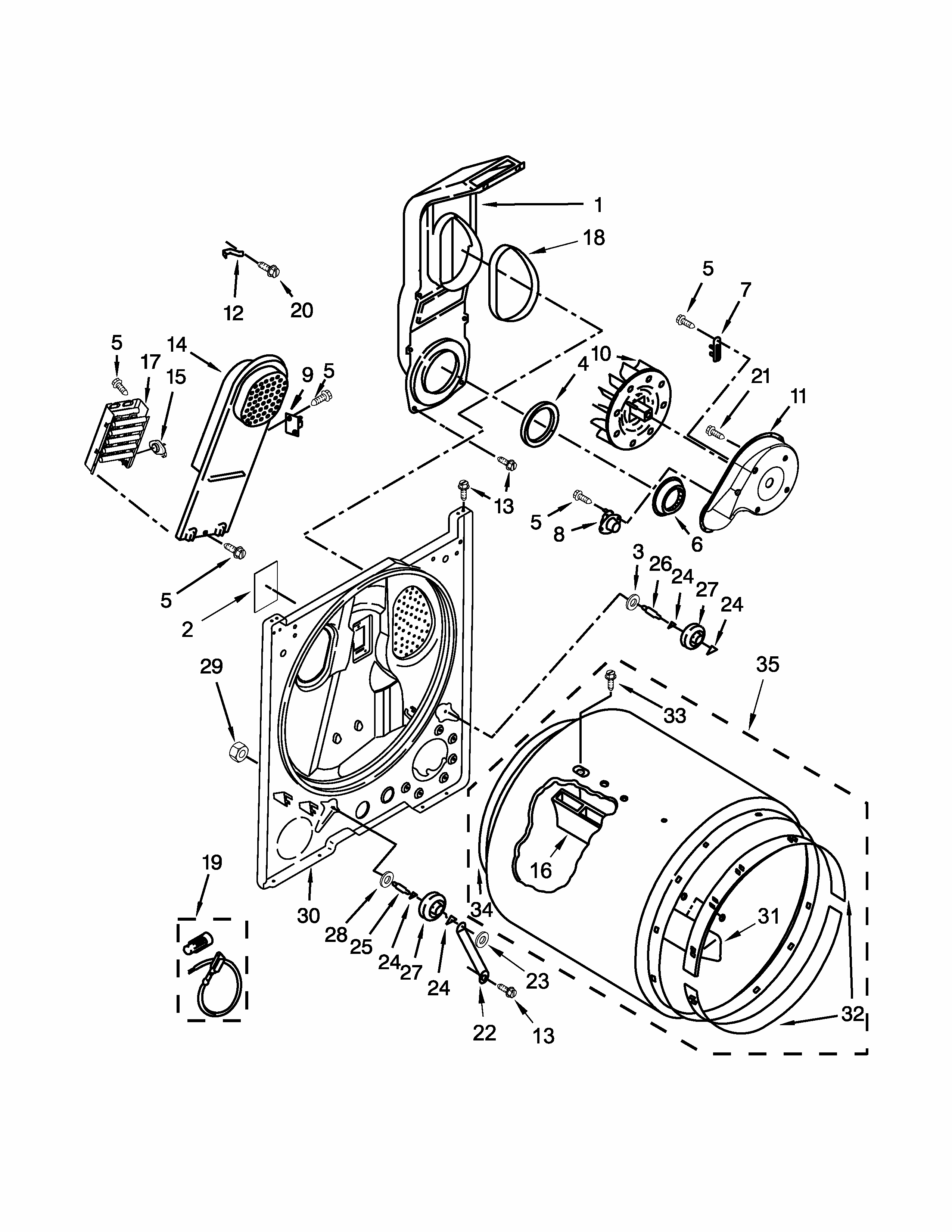 Bulkhead Parts Diagram and Parts List for 110C60102310  Kenmore Dryer