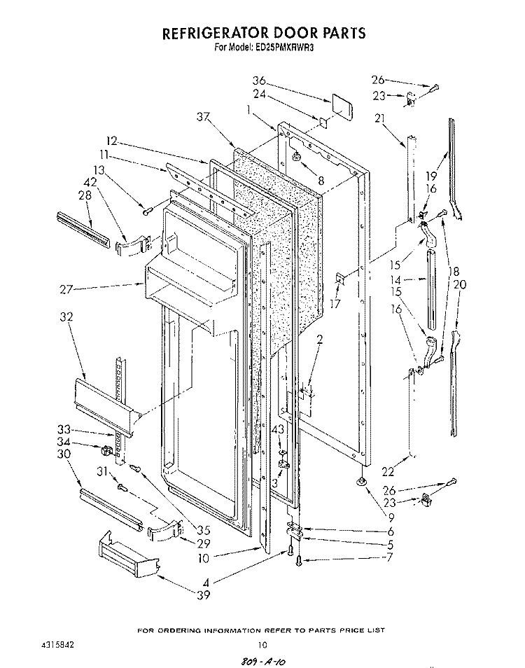 REFRIGERATOR DOOR Diagram and Parts List for ED25PMXRWR3  Whirlpool Refrigerator