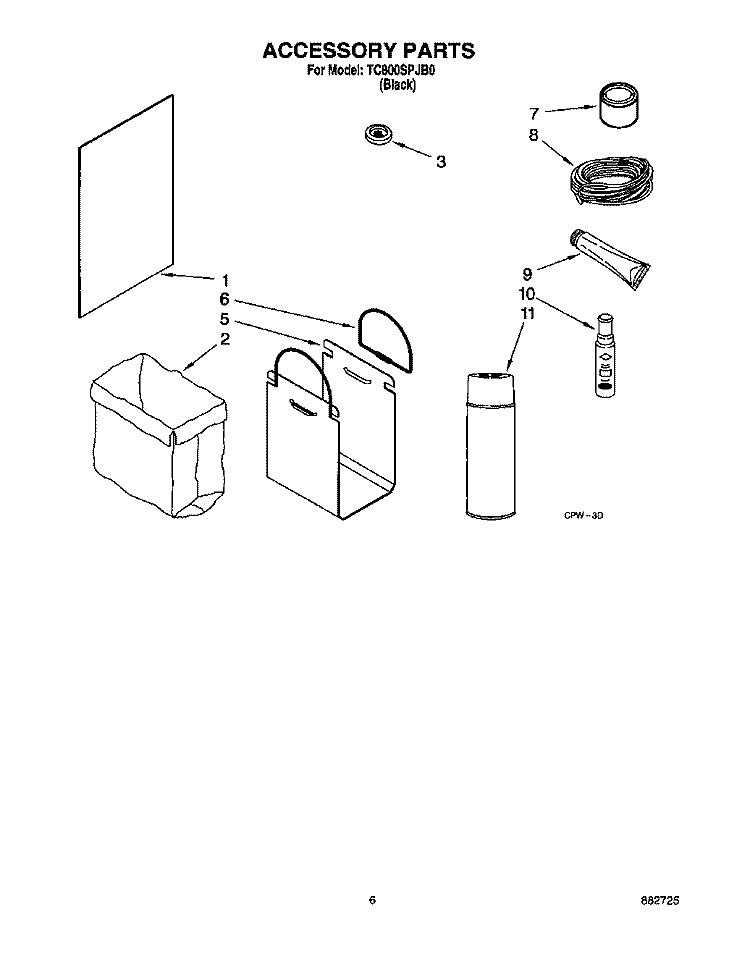 ACCESSORY Diagram and Parts List for TC800SPJB0  Whirlpool Trash Compactor