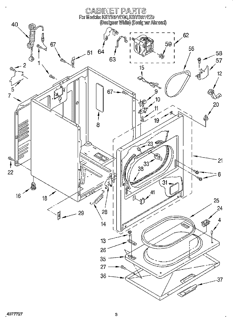 CABINET Diagram and Parts List for KGYS677EZ0  KitchenAid Dryer