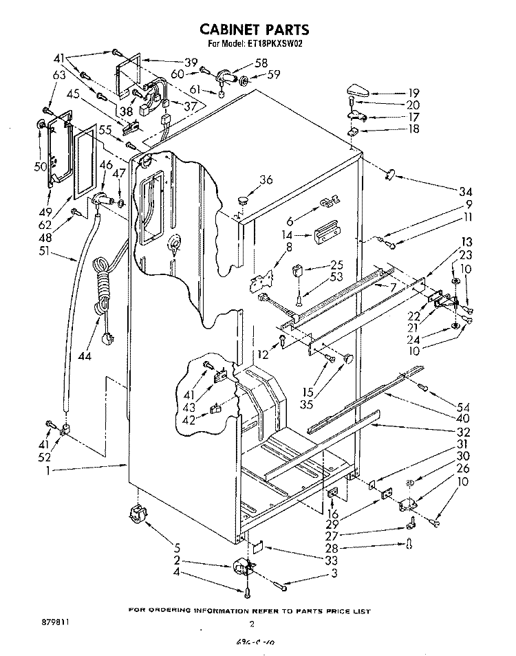 CABINET Diagram and Parts List for ET18PKXSW02  Whirlpool Refrigerator