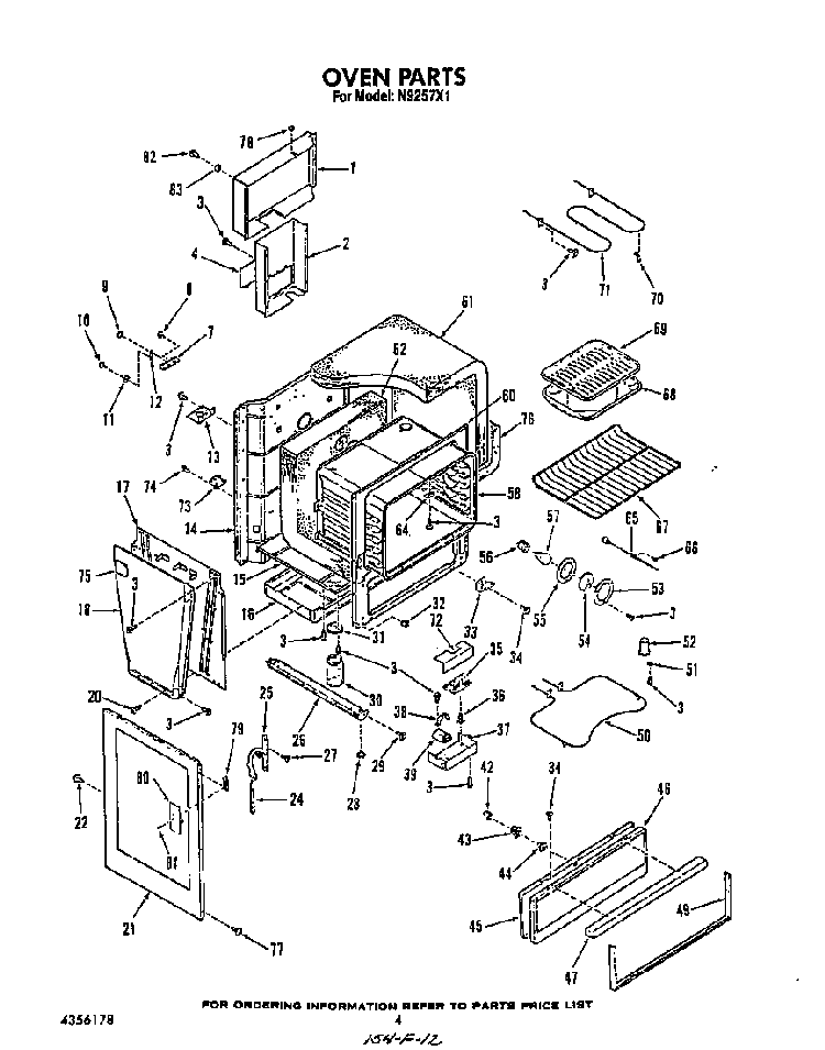 Oven Diagram and Parts List for N9257*1  Roper Range