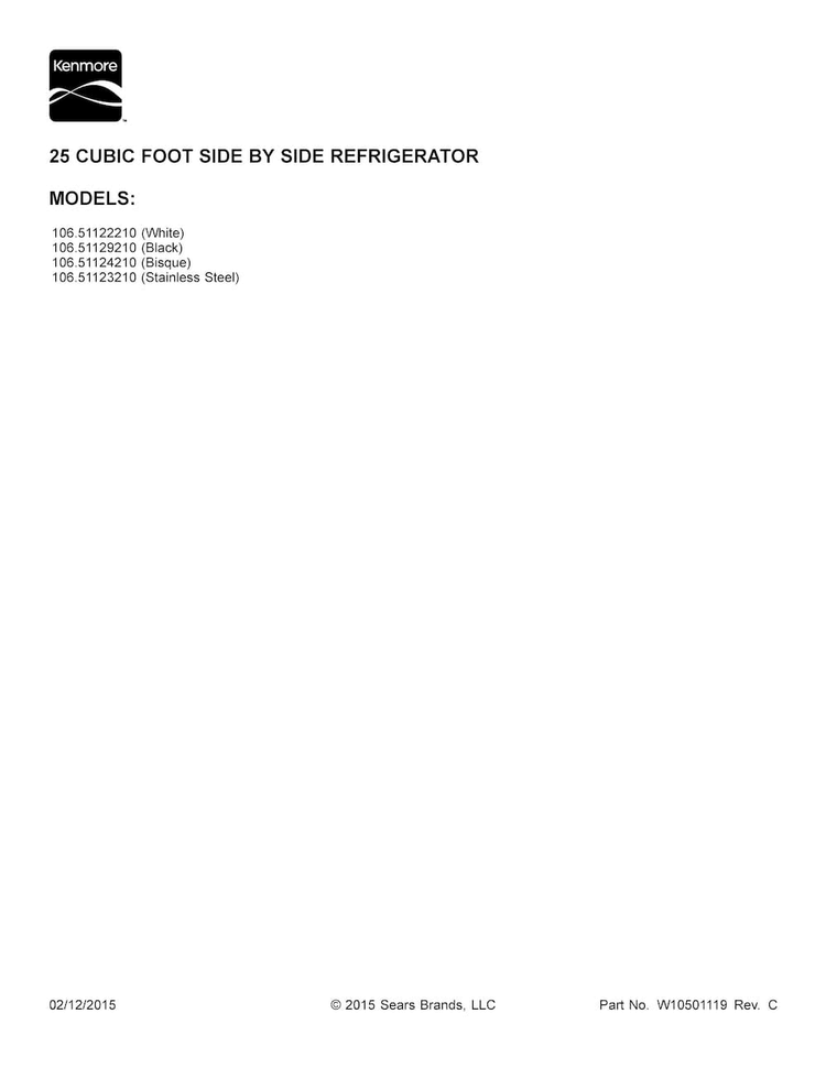 Cover Sheet Diagram and Parts List for 10651129210  Kenmore Refrigerator