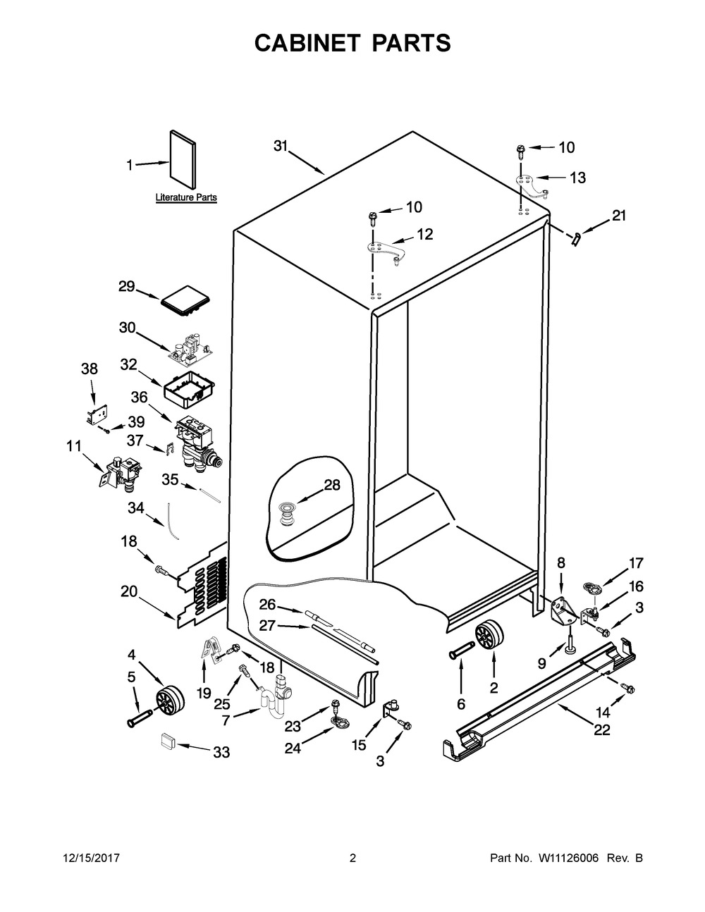 Cabinet Parts Diagram and Parts List for WRS588FIHV00  Whirlpool Refrigerator