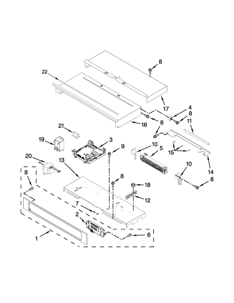 Control Panel Parts Diagram and Parts List for KEBK206BBL01  KitchenAid Wall Oven