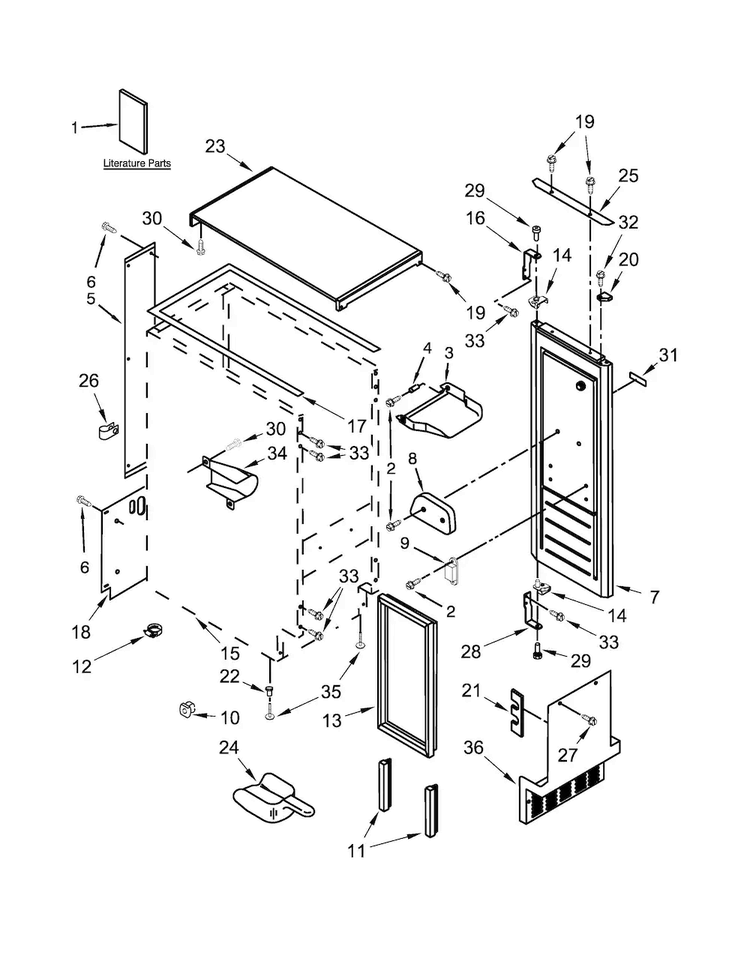 Cabinet, Door And Liner Parts Diagram and Parts List for GI15PDXZS0  Whirlpool Ice Maker