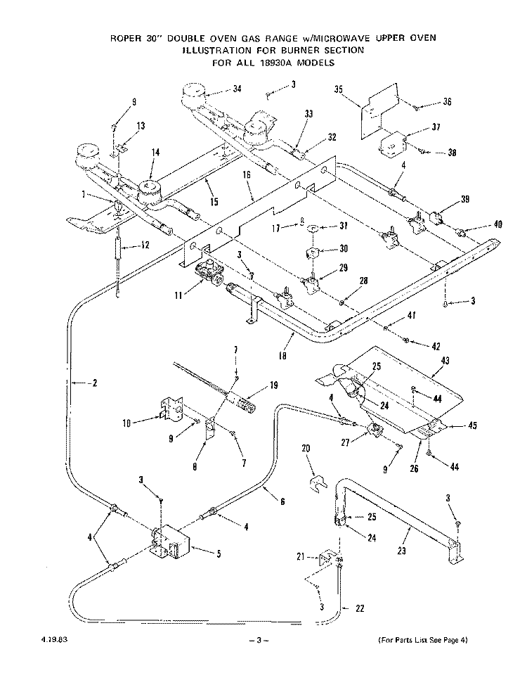 LOWER BODY Diagram and Parts List for 1893^0A  Whirlpool Wall Oven
