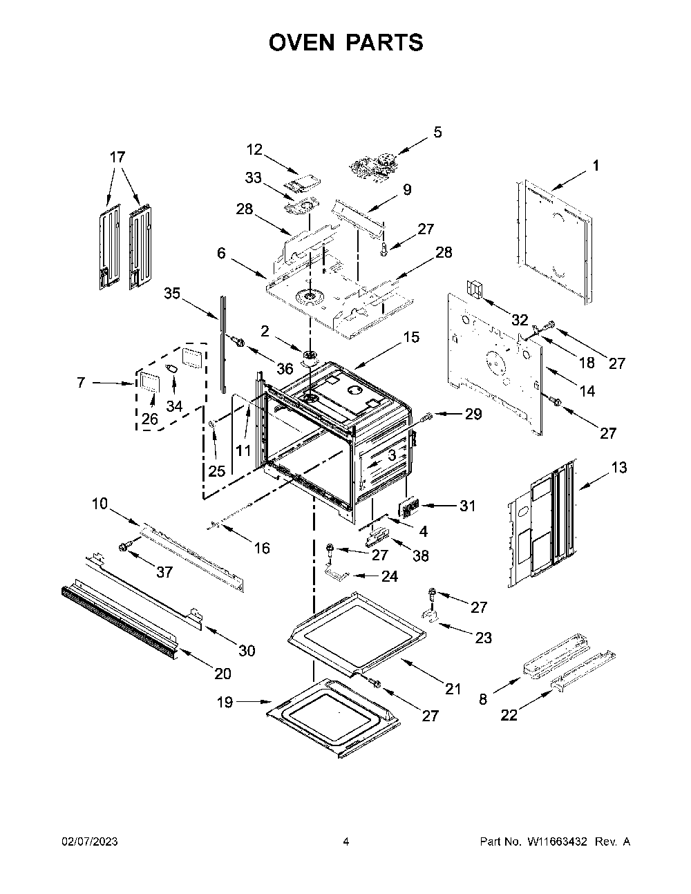 Oven Parts Diagram and Parts List for KOCE507EBS22  KitchenAid Microwave Oven Combo