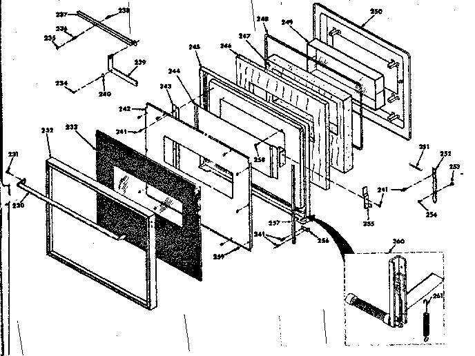 Upper Black Glass Door Diagram and Parts List for 8504277291  Kenmore Range