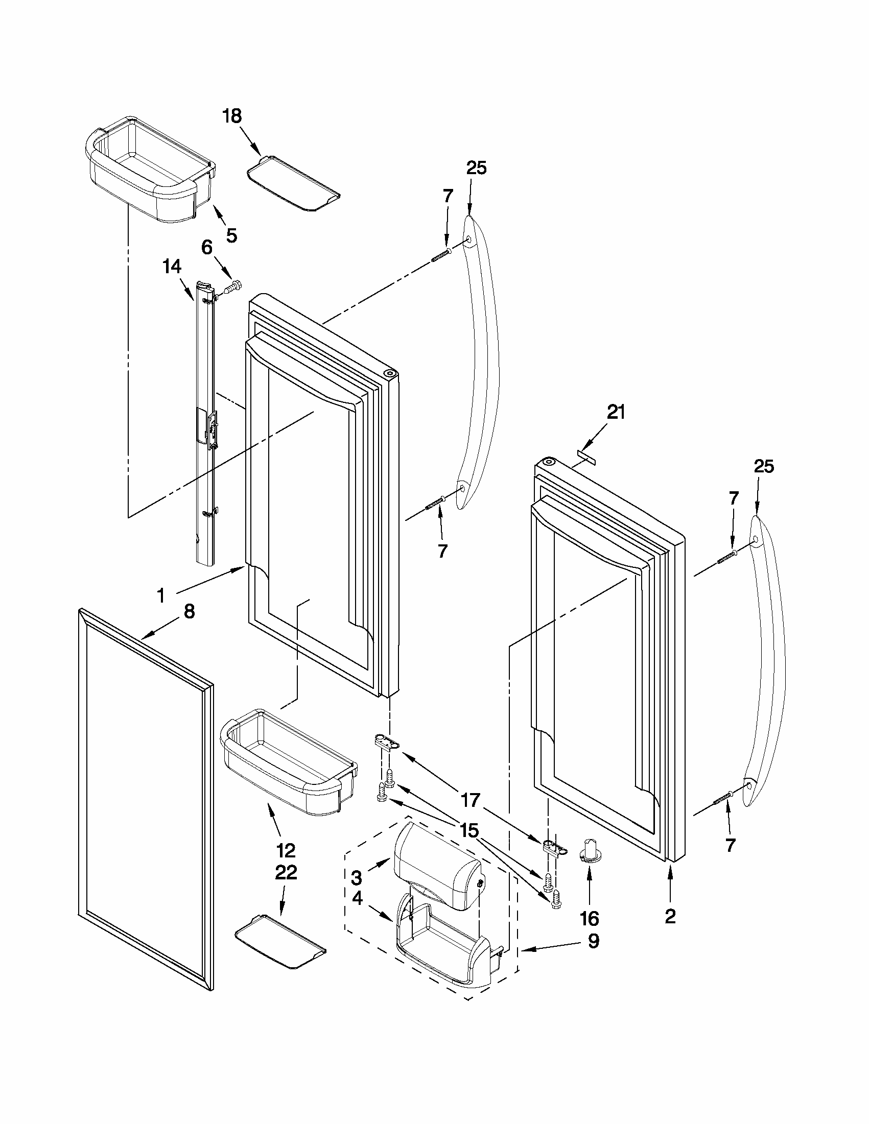 Refrigerator Door Parts Diagram and Parts List for 59679323014  Kenmore Refrigerator