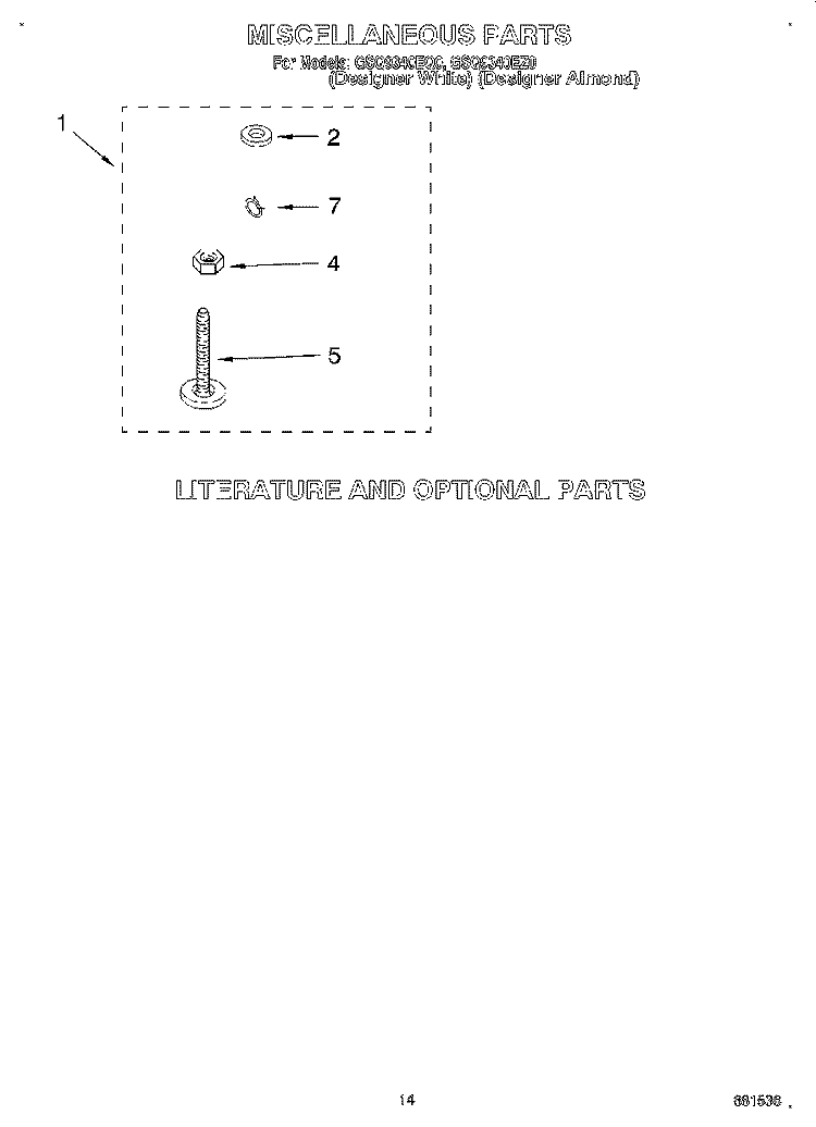 MISCELLANEOUS, LIT/OPTIONAL Diagram and Parts List for GSQ9340EZ0  Whirlpool Washer