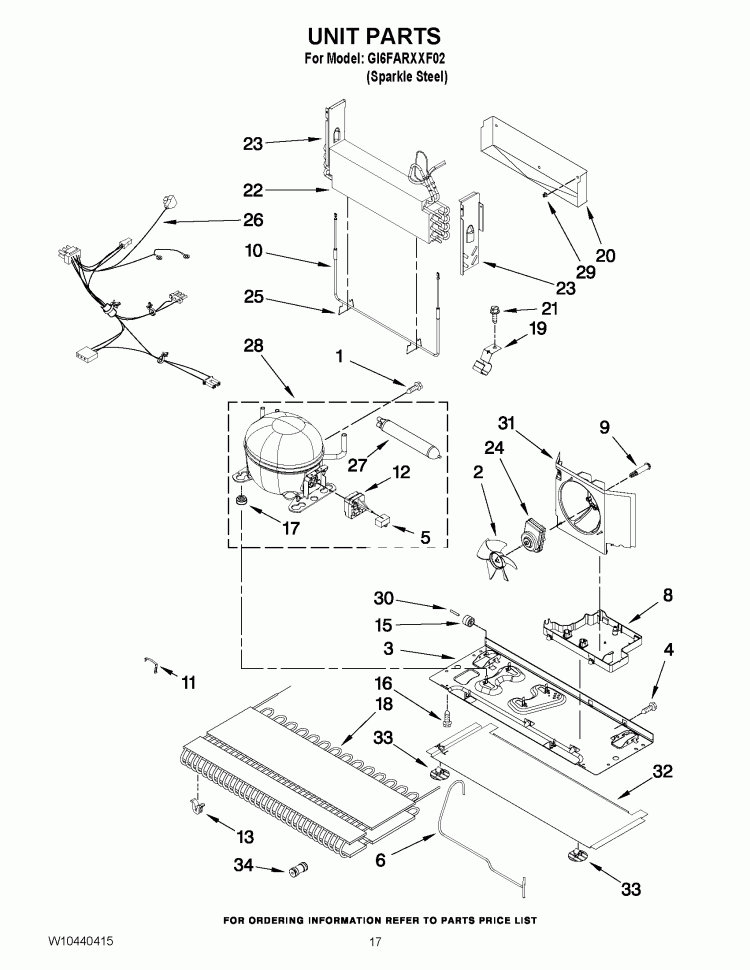 UNIT PARTS Diagram and Parts List for GI6FARXXF02  Whirlpool Refrigerator