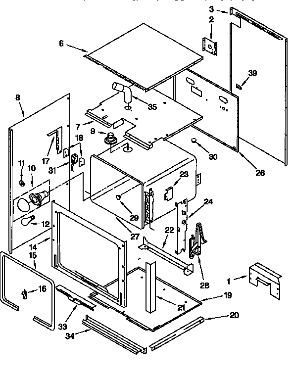 Upper Oven Diagram and Parts List for KEBI271BWH3  KitchenAid Wall Oven