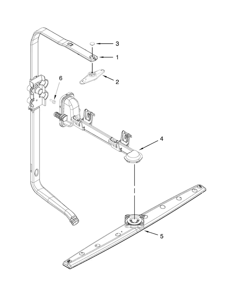 Upper Wash And Rinse Parts Diagram and Parts List for WDF540PADM0  Whirlpool Dishwasher