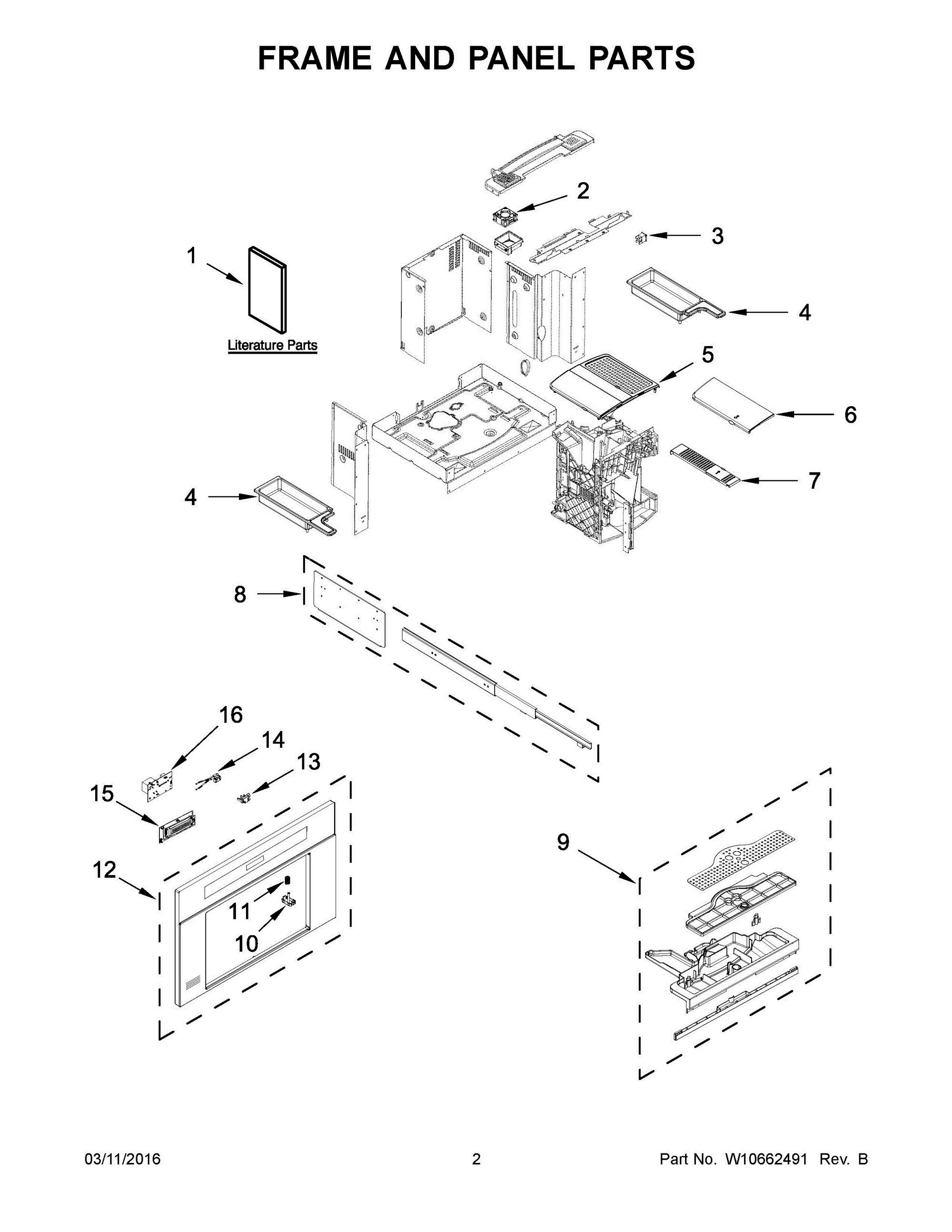 02 - FRAME AND PANEL PARTS Diagram and Parts List for JBC7624BS0  Whirlpool Coffee Maker