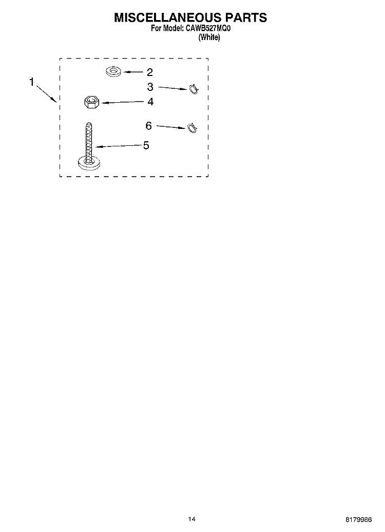 MISCELLANEOUS PARTS - OPTIONAL PARTS (NOT INCLUDED Diagram and Parts List for CAWB527MQ0  Crosley Washer