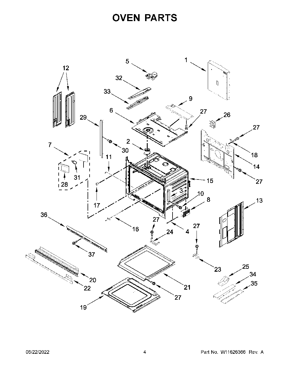 Oven Parts Diagram and Parts List for KOSE900HBS20  KitchenAid Wall Oven