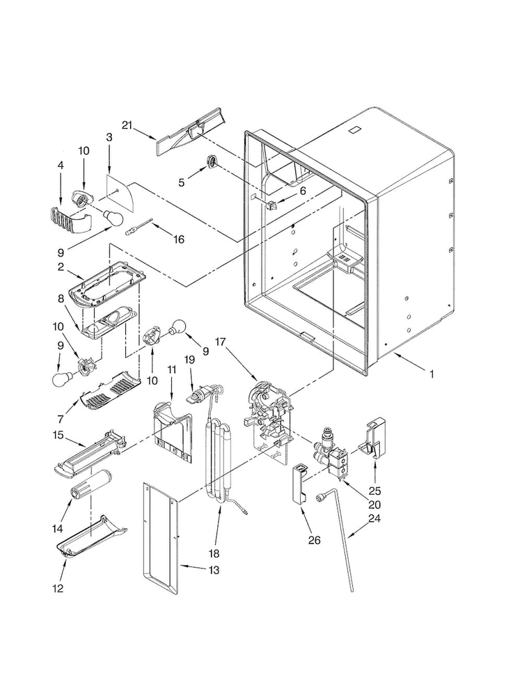 Refrigerator Liner Parts Diagram and Parts List for GI5FSAXVY03  Whirlpool Refrigerator