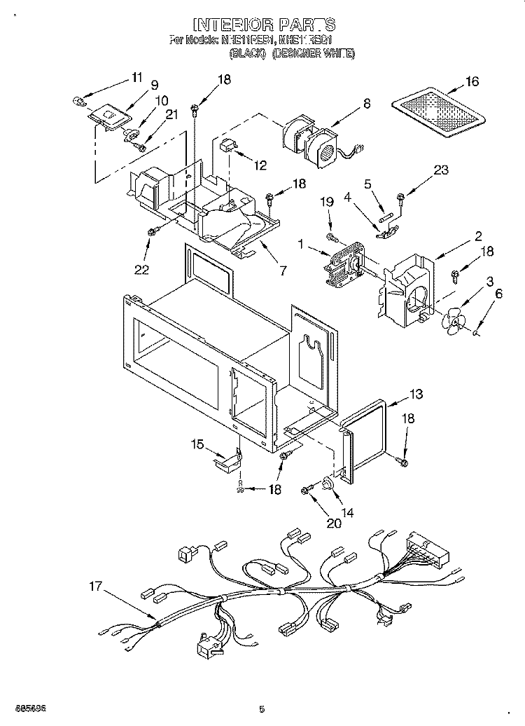 INTERIOR, LIT/OPTIONAL Diagram and Parts List for MHE11REQ1  Roper Microwave
