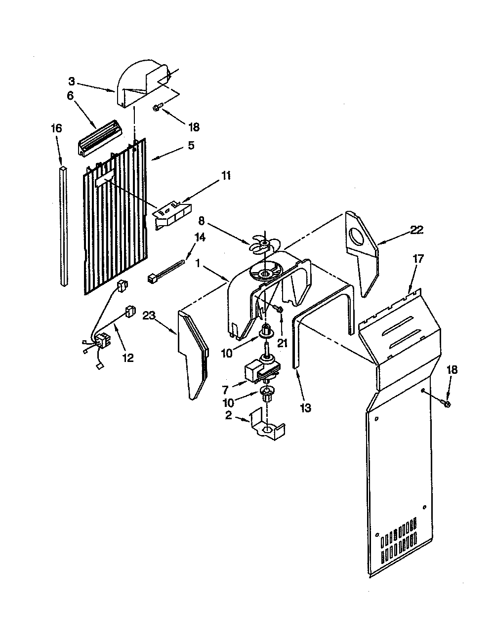 Air flow Diagram and Parts List for 10652242102  Kenmore Refrigerator