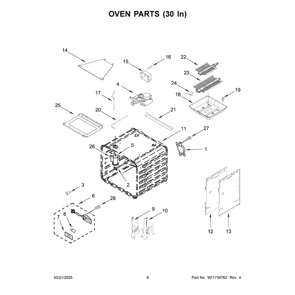 Oven Parts (30 In) Diagram and Parts List for KFGC558JAV07  KitchenAid Range