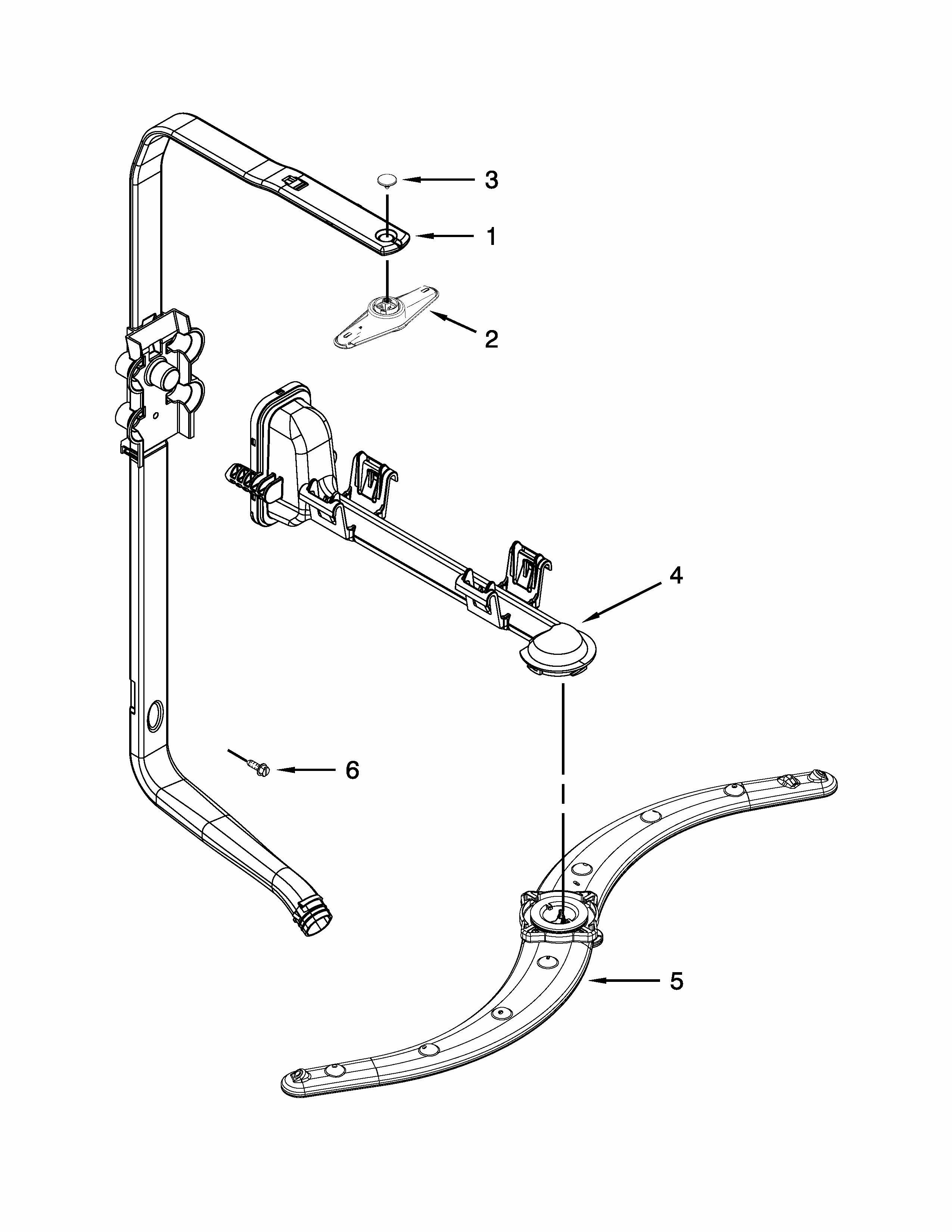 Upper Wash And Rinse Parts Diagram and Parts List for 66513032K115  Kenmore Dishwasher