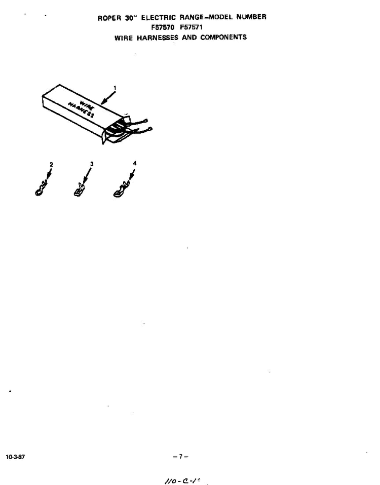 Wire Harnesses And Components Diagram and Parts List for F5757*0  Roper Range