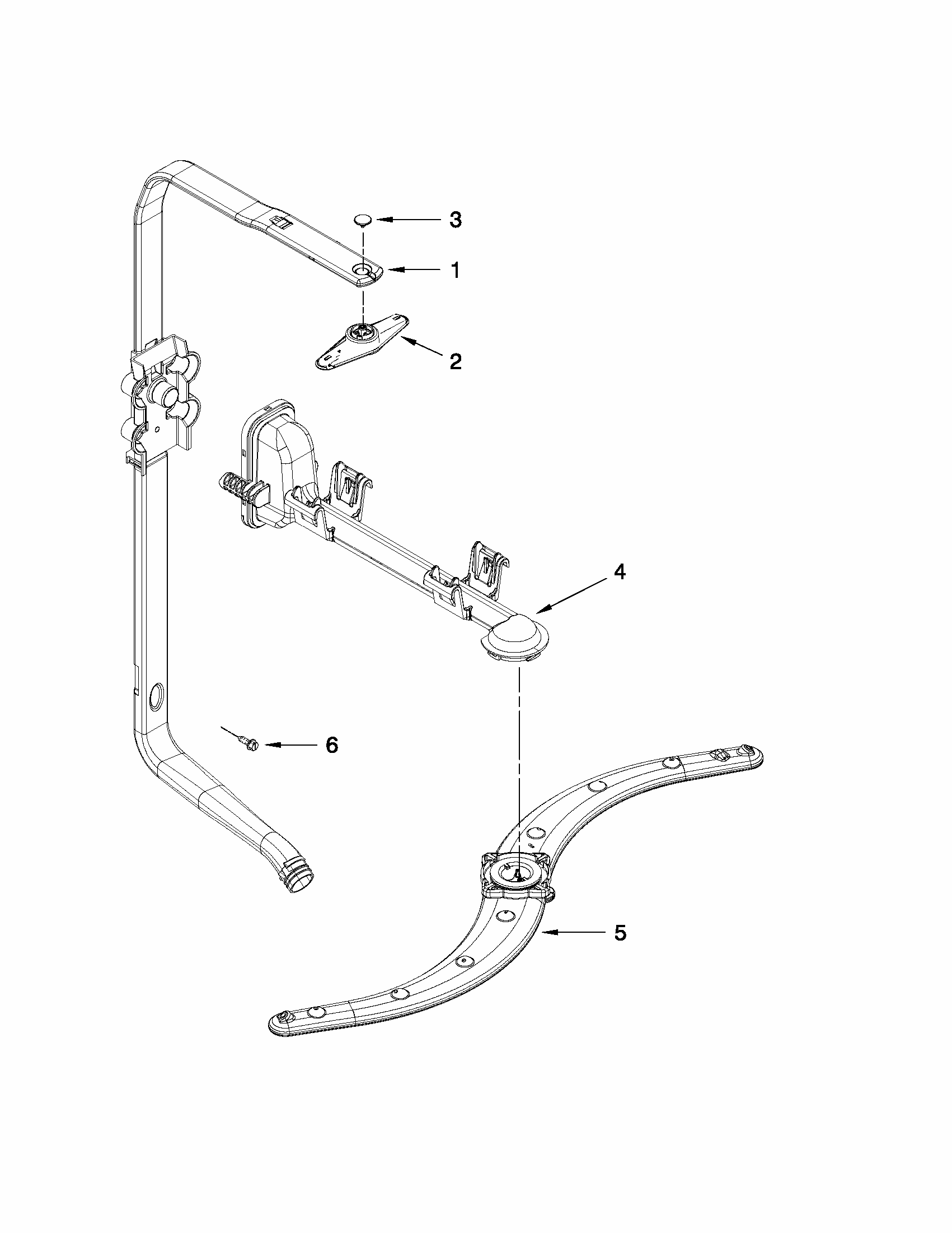 Upper Wash And Rinse Parts Diagram and Parts List for 66513039K113  Kenmore Dishwasher
