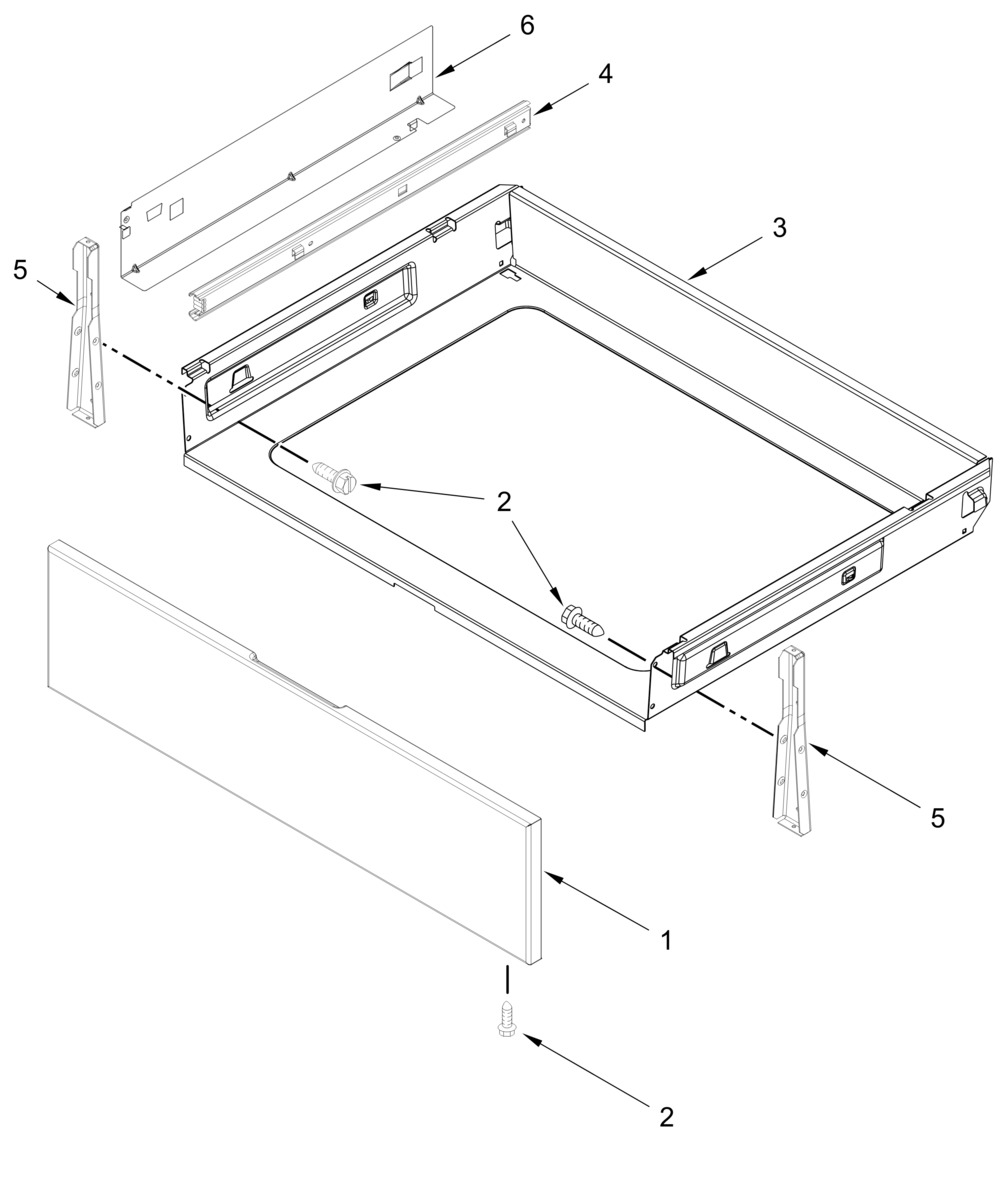 Drawer Parts Diagram and Parts List for YKFES530SPS0  Whirlpool Range