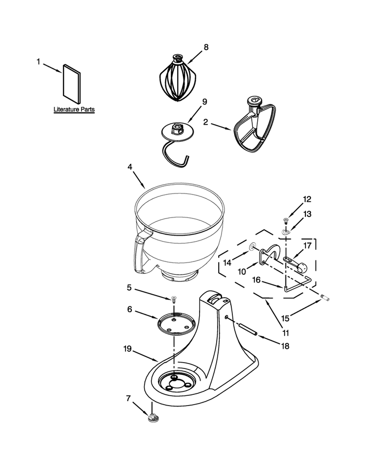 Base And Pedestal Unit Diagram and Parts List for KSM120BLQCU0  KitchenAid Mixer