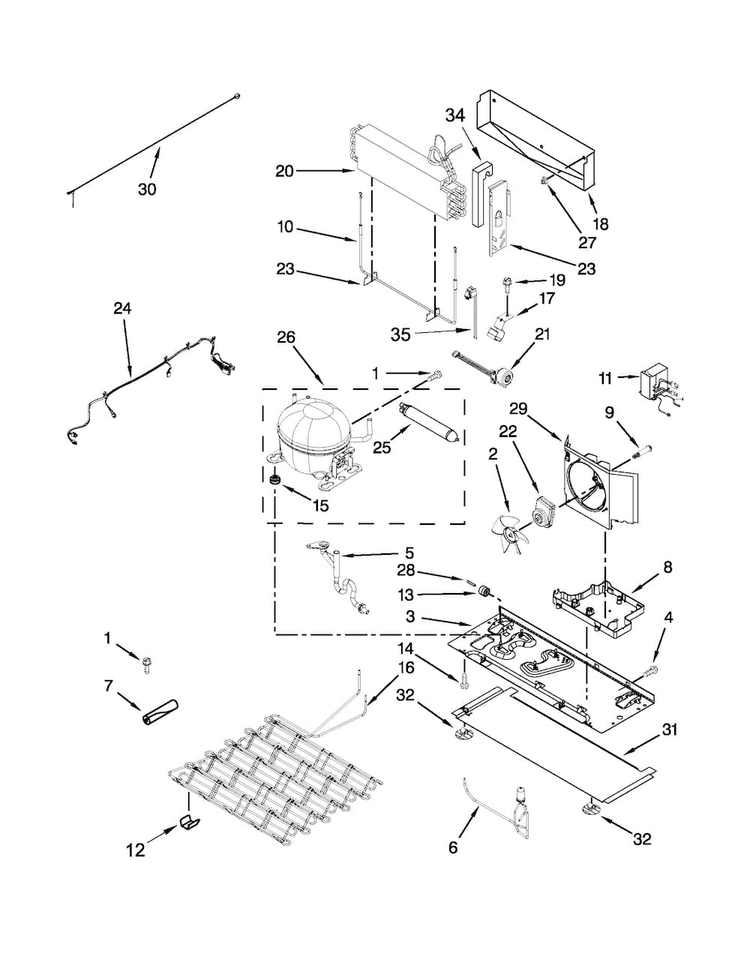 Unit Parts Diagram and Parts List for KFIS29BBWH02  KitchenAid Refrigerator