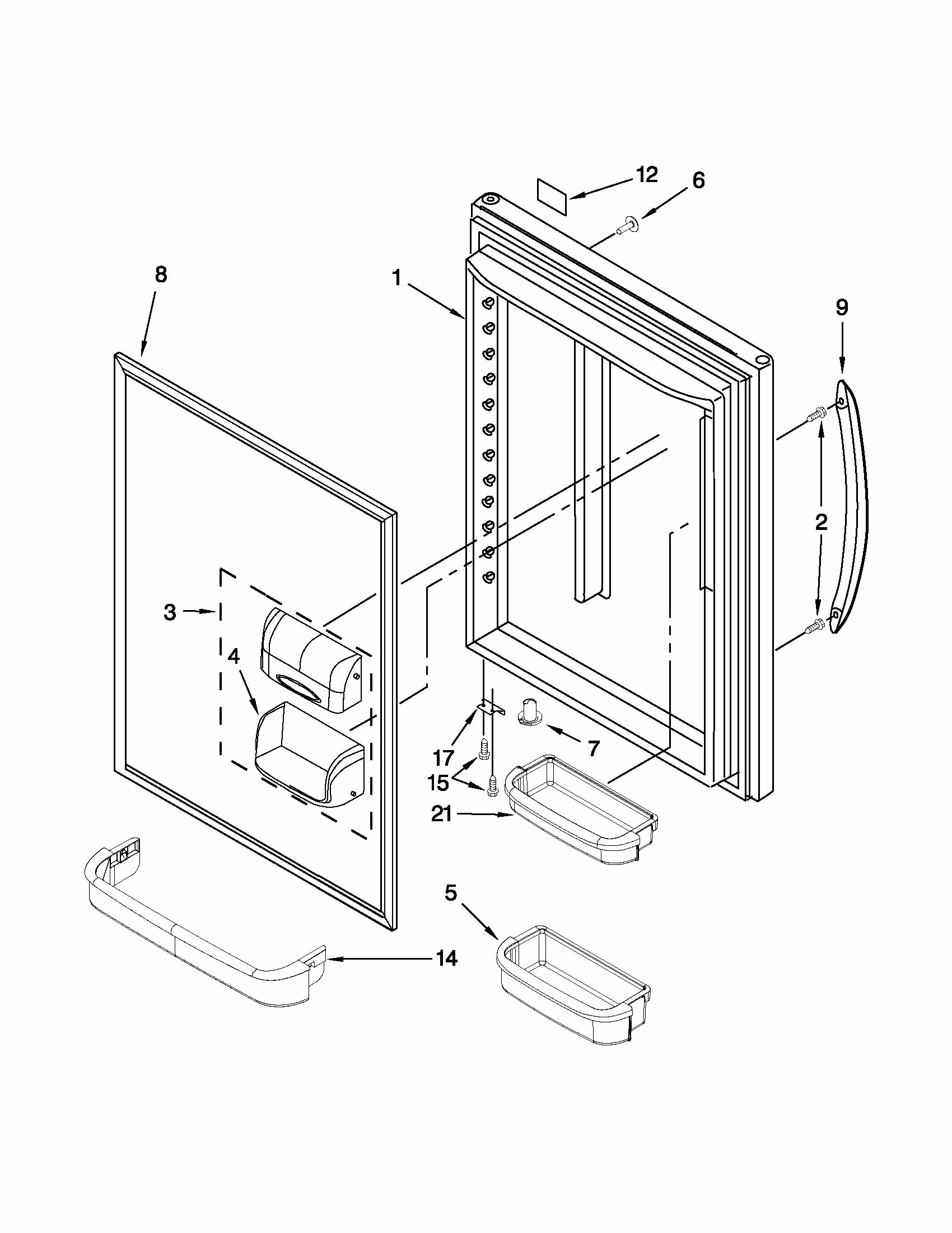 Refrigerator Door Diagram and Parts List for 59669969013  Kenmore Refrigerator