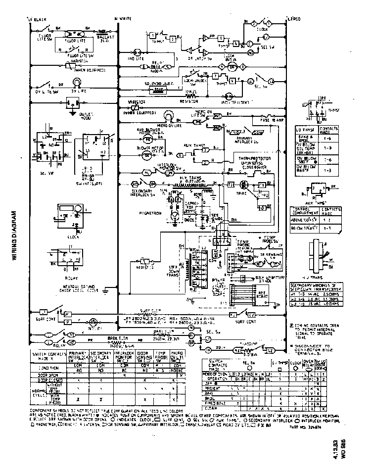 Wiring Diagram Diagram and Parts List for 2893*0A  Roper Range