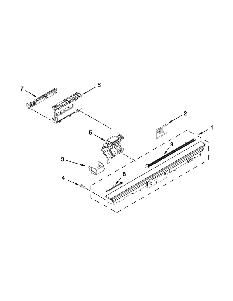 Control Panel And Latch Parts Diagram and Parts List for KDTE554CSS1  KitchenAid Dishwasher